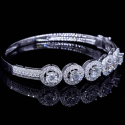 Five Halo 4mm GIA Diamond Bangle in White Gold