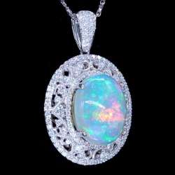 20ct Opal & Diamond Pendant