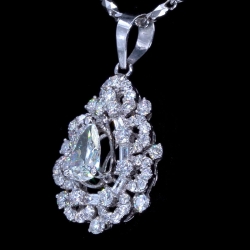 GIA Blooming Tear Drop Design, Diamond Pendant