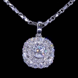 GIA 0.6ct Diamond Double Halo Pendant