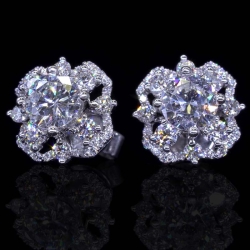 GIA 0.63ct Diamond Cluster Earrings