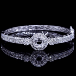 Double Halo Semi-Mount Diamond Bangle (fits 0.6ct center)