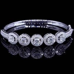 Semi-Mount Five Halo Diamond Bangle (center stones NOT included)