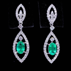 Emerald Diamond Dangling Earrings