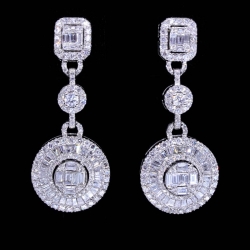 Emerald Pie Cut Diamond Dangling Earrings