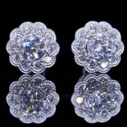 4mm Center Diamond Earrings Flower Design