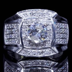 1 carat center diamond cushion Men ring