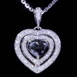 GIA 2ct Black Pear Diamond Necklace