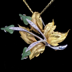 Gold Leaves Diamond Estate Brooch