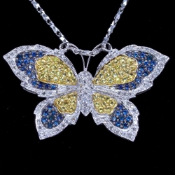 Yellow & Blue Sapphire Butterfly Brooch