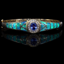 Tanzanite & Black Opal Estate Bangle