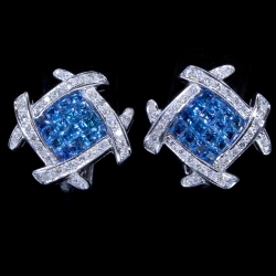 Hashtag Design, Blue Sapphire Estate Earrings