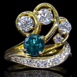 Blue Diamond Estate Ring in Yellow Gold