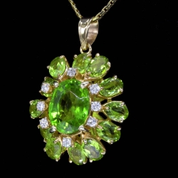 Estate Peridot 12-Stone Pendant