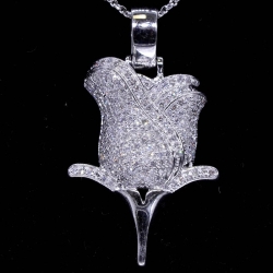 Rose Flower Diamond Pendant