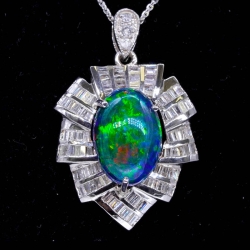 Oval Gemstone Diamond Pendant