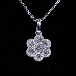 Six Petal Flower Diamond Pendant