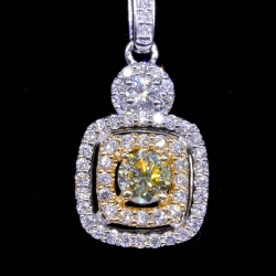 Fancy Yellow Diamond, Double Halo Pendant