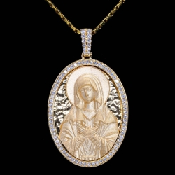 Virgin Mary Yellow Diamond Pendant