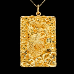 24K Yellow Gold Dragon Pendant 57g