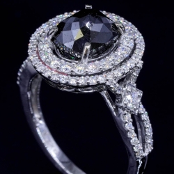 Halo Oval Black Diamond Ring