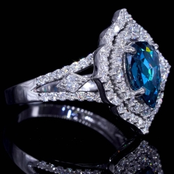 Blue, Pear Diamond Estate Ring