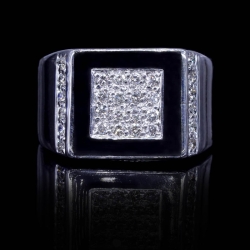Men Invisible Set Diamond Ring Square Design