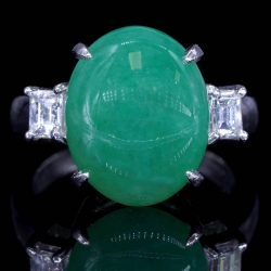 GIA Jade Ring Emerald Cut Diamond