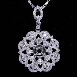 Semi-Mount Two Layer Baguette Diamond Pendant