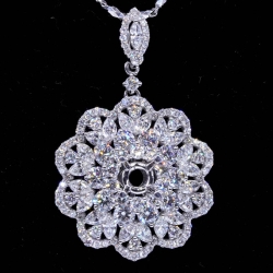 Semi-Mount Marquise Floral Diamond Pendant