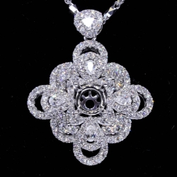 Semi-Mount Eight Petal Marquise Diamond Pendant