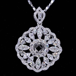 Semi-Mount Three Layer Marquise Diamond Pendant