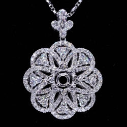 Semi-Mount Eight Petal Diamond Pendant