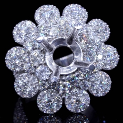 Semi-Mount 10 Petal Diamond Ring (fits 3ct center)