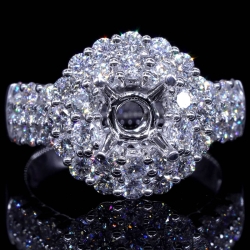Semi-Mount Double Halo Diamond Ring (fits 1ct center)