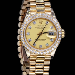 Solid 18k Gold Diamond Rolex Watch